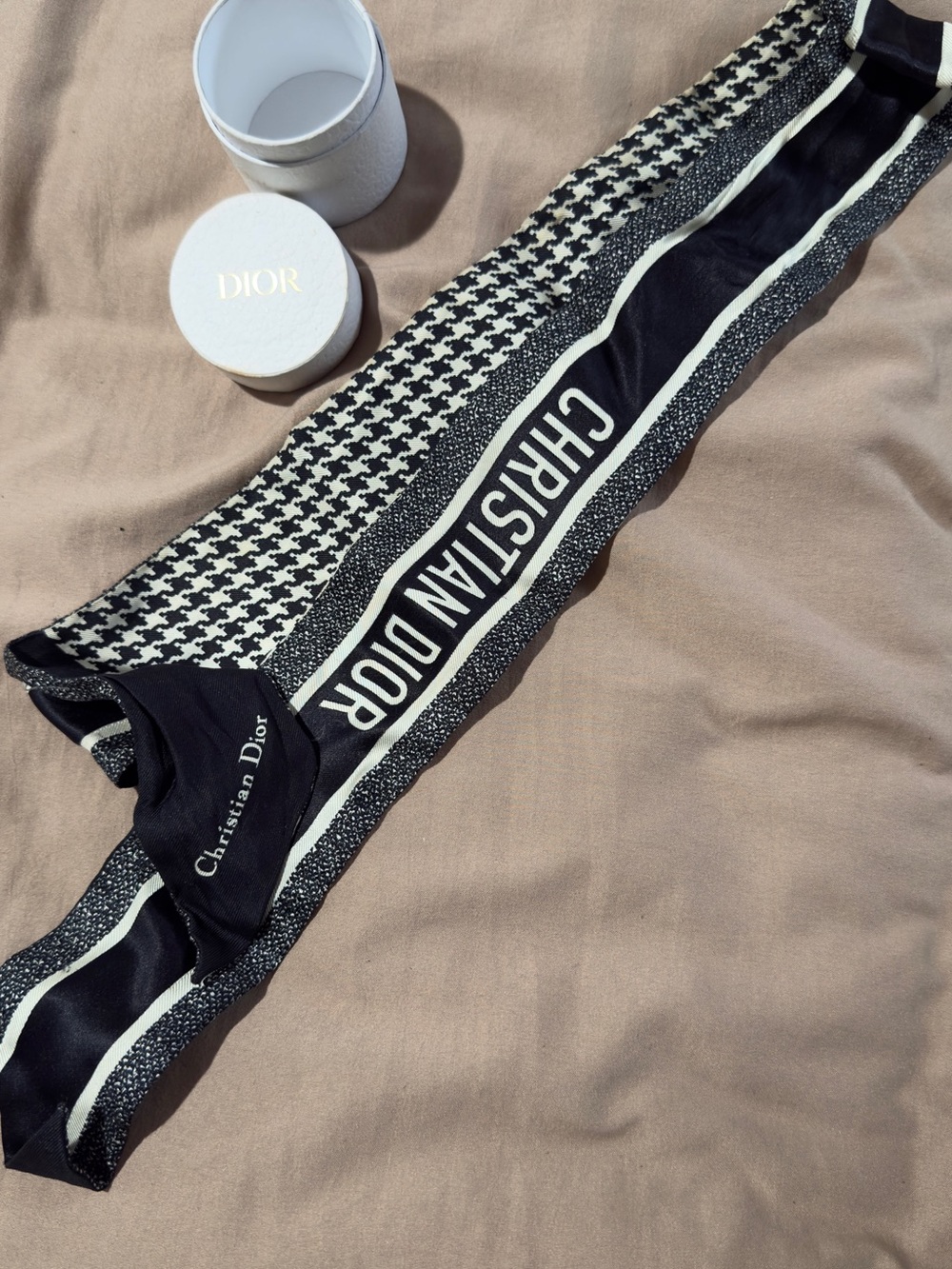 Dior Black and White Christian Dior Hair Scarf